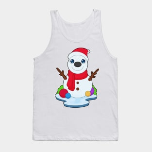 Snowman Christmas Santa hat Tank Top